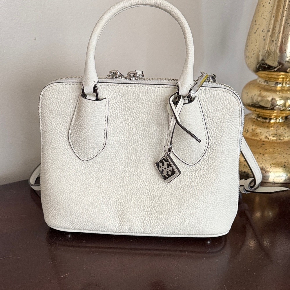 Tory Burch cream mini leather swing bag